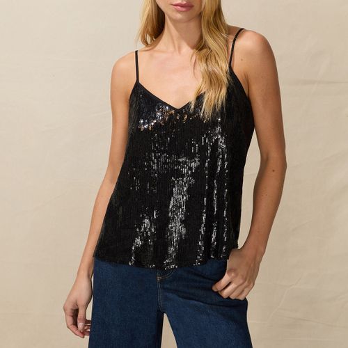 Black Liquid Sequin Cami Top - Ro & Zo - Modalova