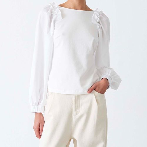 White Bishop Pearl Embellished Top - Mother Of Pearl - Modalova