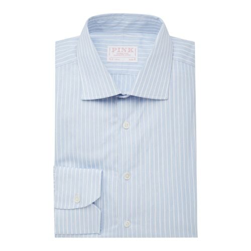 Blue Stripe Slim Fit Cotton Shirt - Thomas Pink - Modalova