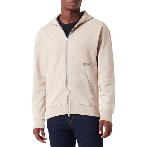 Pull À Capuche En Coton Bio À Fermeture Éclair Intégrale Taupe - Replay - Modalova