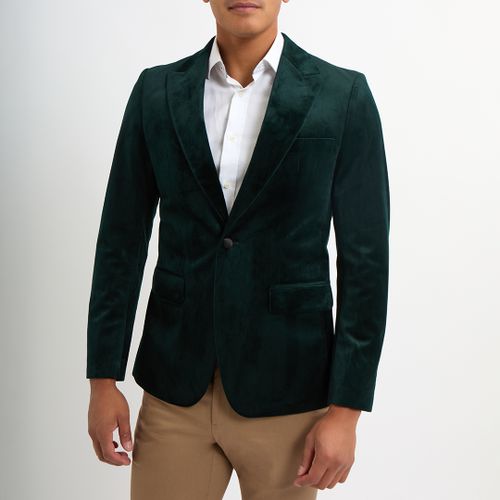 Green Slim Fit Velvet Blazer - Gianni Feraud - Modalova