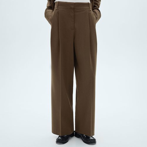Olive Chalk-Stripe Trousers - Size 10 - Mango - Modalova