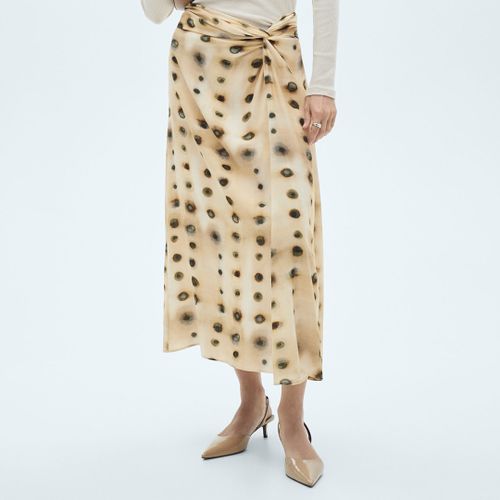 Polka-Dot Skirt With Knot Detail - Size XS - Mango - Modalova