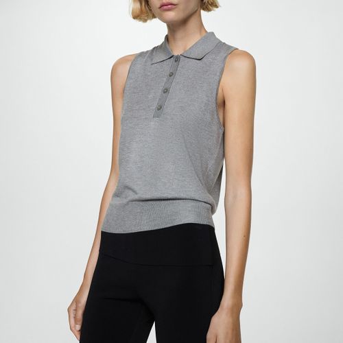 Heather Knit Polo Vest - Size M - Mango - Modalova
