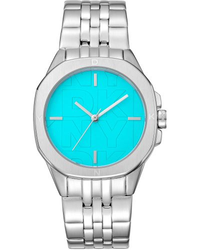 Stainless Steel Analog Quartz Watch with Logo Dial and Deployante - DKNY - Modalova