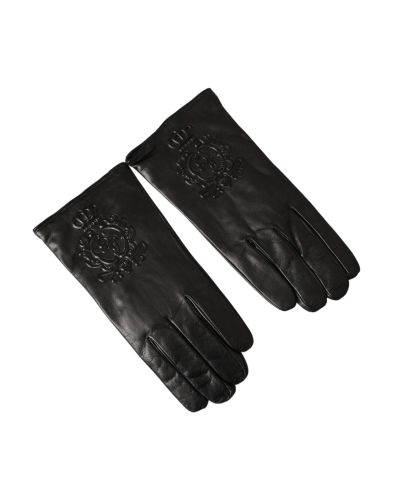 Leather Gloves Embossed Logo- - Size 10 - Dolce & Gabbana - Modalova