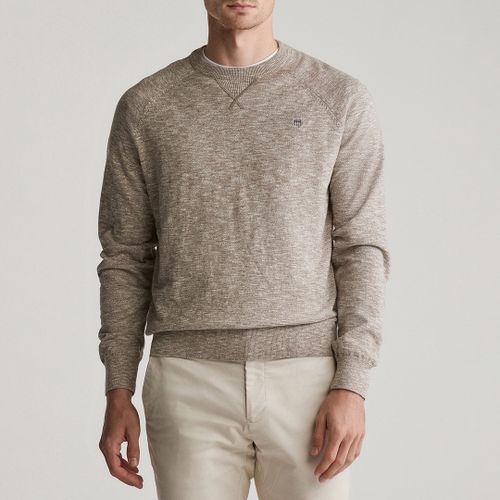 Taupe Textured Regular Fit Jumper - Size XL - Gant - Modalova