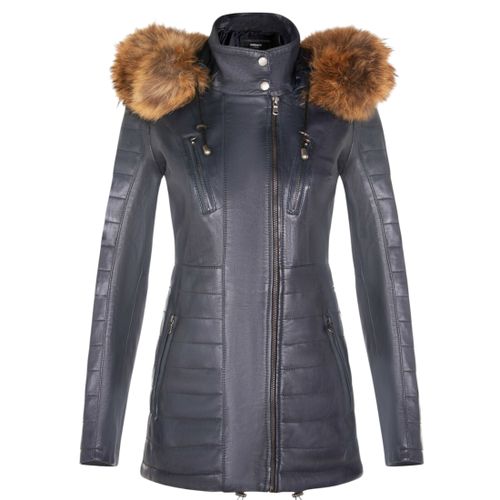 Womens Slim Fit Leather Hooded Parka Jacket-Northam - Size 4XL - Infinity Leather - Modalova