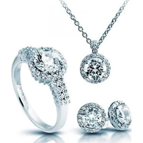 Ladies Ring Necklace and Earrings Gift Set - Size One Size - Diamonfire - Modalova