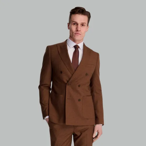 Harry Sandro Linen Look Double Breasted Suit Jacket in Rust - Size 40 - Harry Brown - Modalova