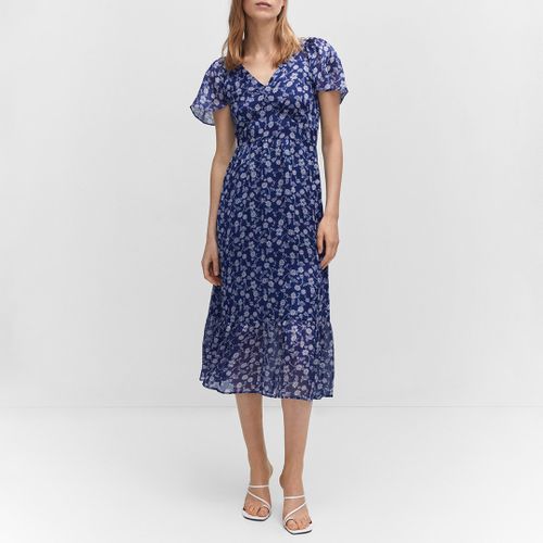 Blue Midi Floral Dress - Mango - Modalova