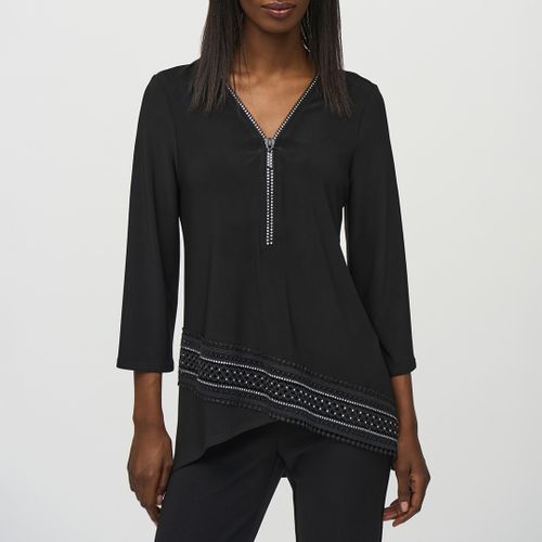 Black Zip High-Low Blouse - Joseph Ribkoff - Modalova