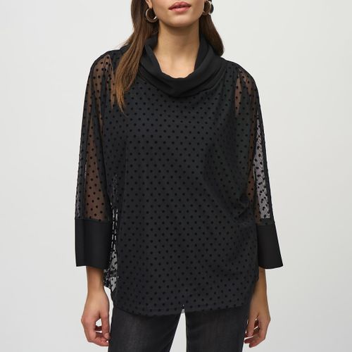 Black Cowl Neck Semi-Sheer Blouse - Joseph Ribkoff - Modalova