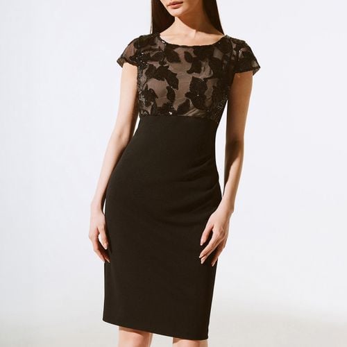 Black Sheer Bodice Pencil Dress - Joseph Ribkoff - Modalova