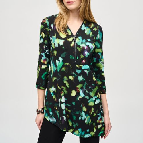 Black Printed Zip Blouse - Joseph Ribkoff - Modalova