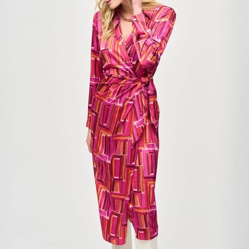 Pink Printed Midi Wrap Dress - Joseph Ribkoff - Modalova