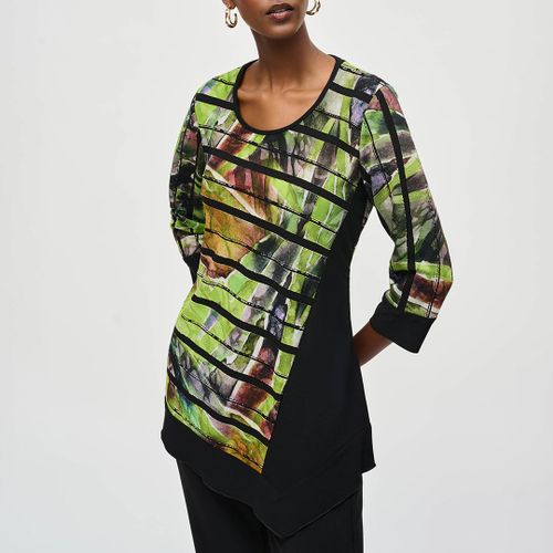 Green Printed Asymmetric Hem Blouse - Size 10 - Joseph Ribkoff - Modalova