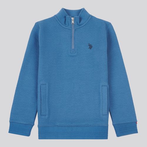 Blue Herringbone 1/4 Zip Sweatshirt - U.S. Polo Assn. - Modalova