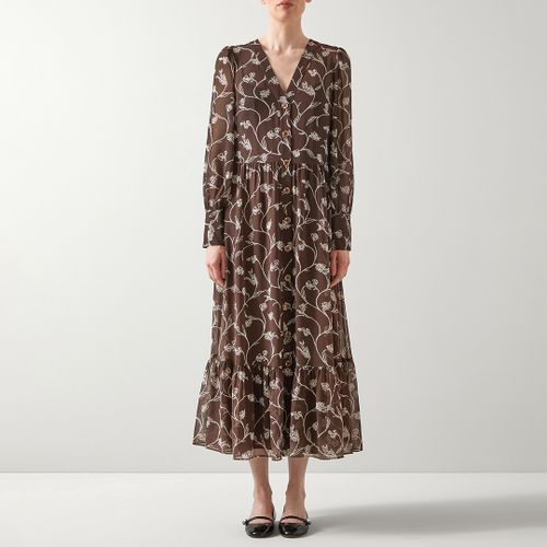 Brown/White Printed Tiered Dress - L K Bennett - Modalova