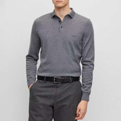 Grey Wool Polo Jumper - Hugo Boss - Modalova