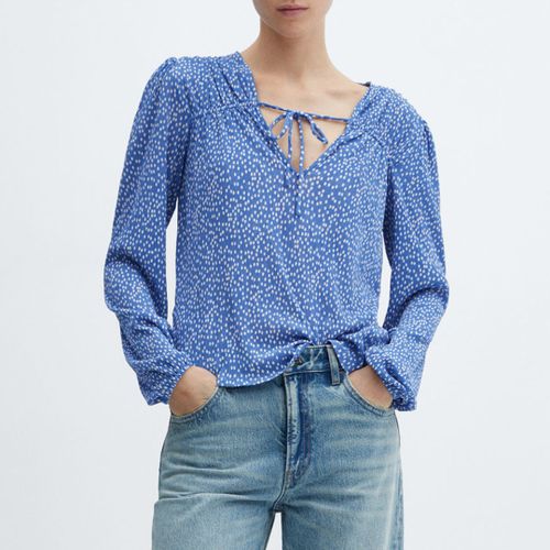 Ocean Printed Bow Detail Blouse - Size S - Mango - Modalova