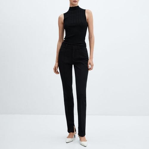 Black Turtleneck Ribbed Top - Mango - Modalova