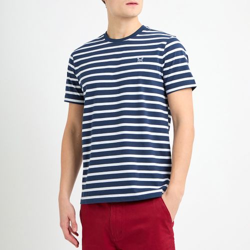 Navy/White Striped Logo T-shirt - Crew Clothing - Modalova