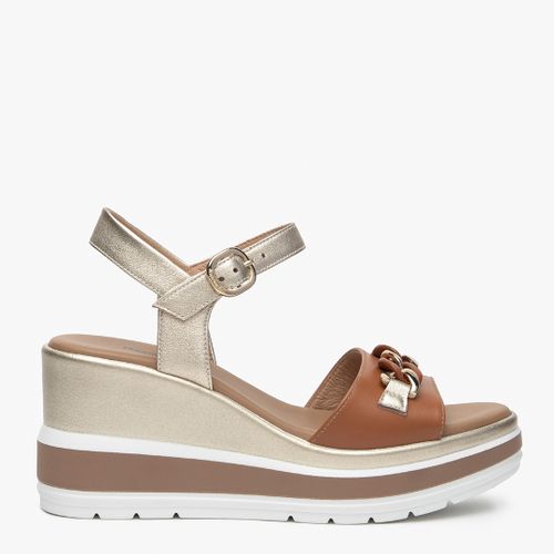 Brown Multi Leather Wedge Sandals - NeroGiardini - Modalova