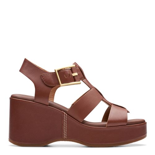 Tan Manon Cove Tan Leather Wedge Sandals - Clarks - Modalova