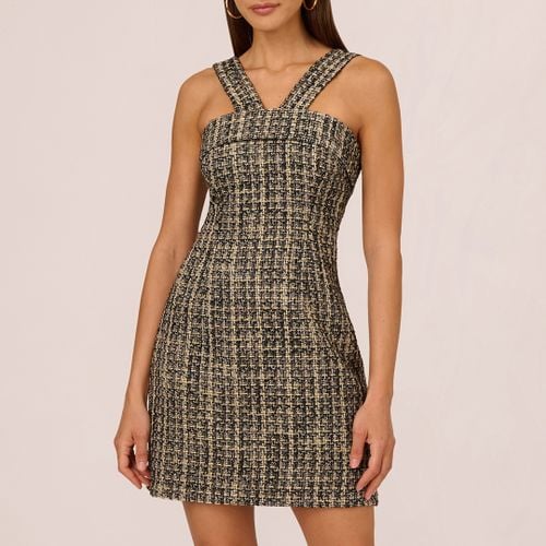 Black/Brown Printed Halter Mini Dress - Size 8 - Adrianna Papell - Modalova