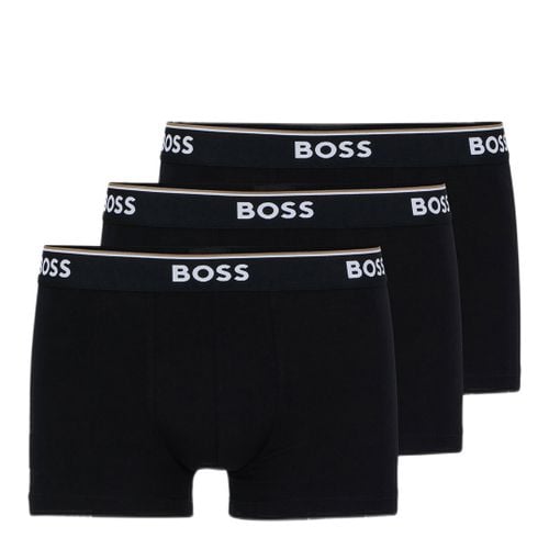 Black Cotton Blend Logo Boxers - BOSS - Modalova