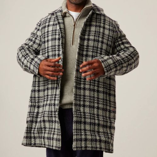 Grey/Black Check Wool Emerson Coat - Peregrine - Modalova