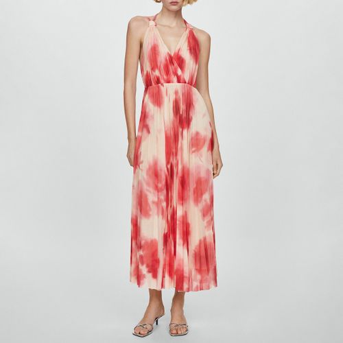 Coral Printed Pleated Dress - Size S - Mango - Modalova