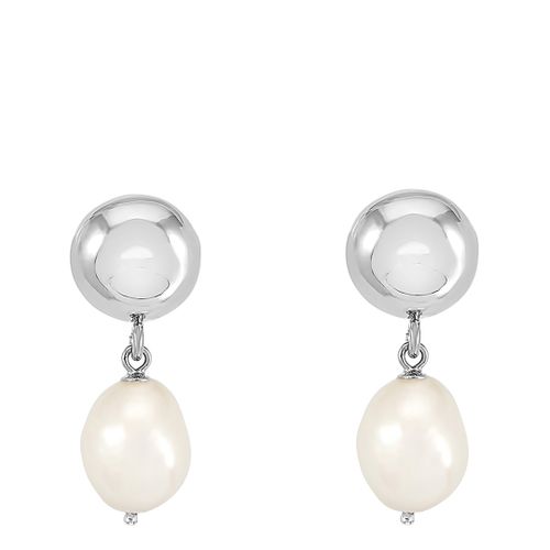 Pebble Stud & White Pearl Drop Earrings - Dower & Hall - Modalova