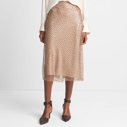 Tan Beaded Sequin Straight Skirt - Size 8 - Vince - Modalova
