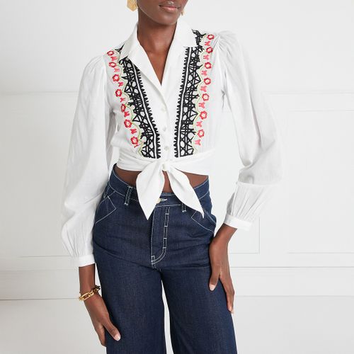 White Florentine Printed Tie Blouse - Temperley London - Modalova
