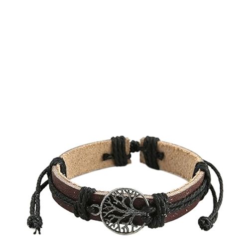 Brown Leather "Tree Of Life" Adjustable Bracelet - Stephen Oliver - Modalova