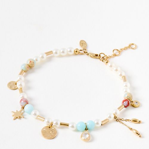 Gold Brooke Beaded & Charms Anklet - Oliver Bonas - Modalova