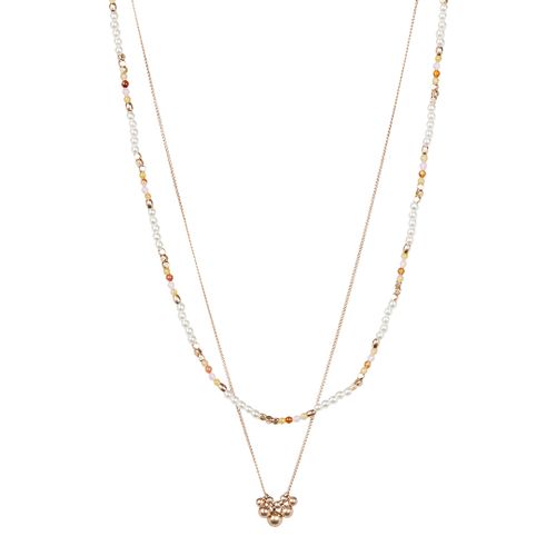 Kaia Bead & Faux Pearl Chain Double Row Necklace - Oliver Bonas - Modalova