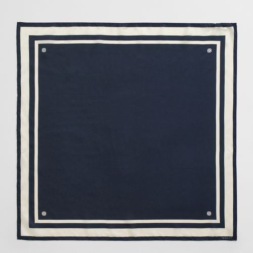Navy Monogram Striped Silk Scarf - Gant - Modalova
