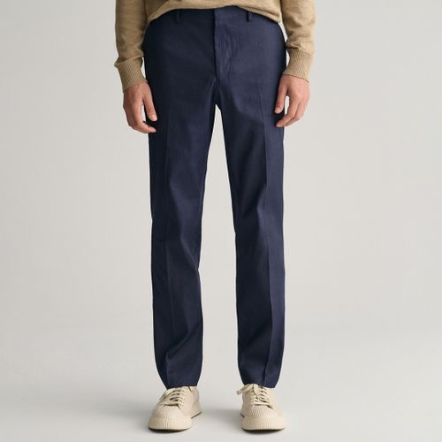 Navy Slim Linen Blend Trouser - Size 40 - Gant - Modalova
