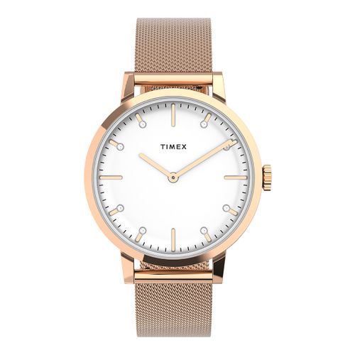 Women's Midtown Rose Tone Case And Bracelet With Silver Dial - Timex - Modalova