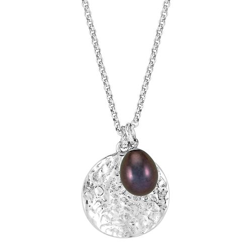 Hammered Disc & Peacock Freshwater Pearl Pendant - Dower & Hall - Modalova