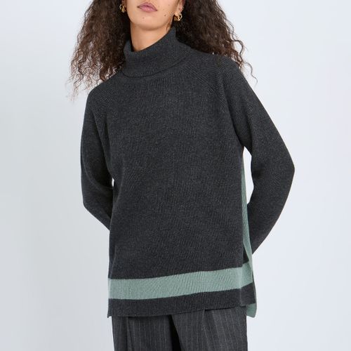 Charcoal / Pea Green Cashmere Blend Colourblock Jumper - Size XL - N°· Eleven - Modalova