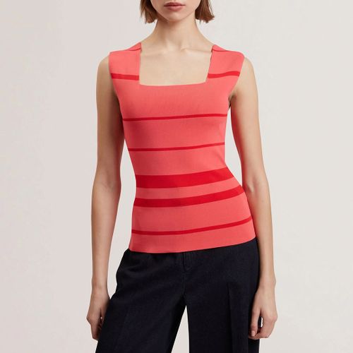 Coral Laydaa Square Neck Stripe Knit Top - Size 10 - Ted Baker - Modalova