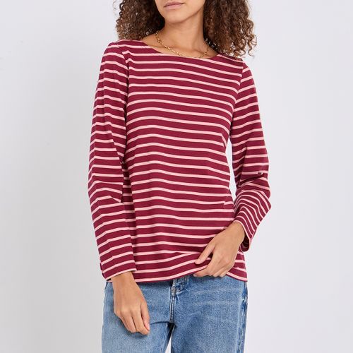 Burgundy/Pink Harbour Stripe Cotton Top - Size 10 - Joules - Modalova