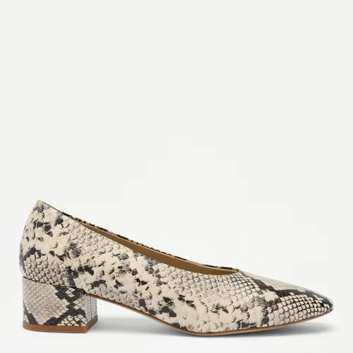 Women's Snake Print Honeyburge Leather Heeled Shoes - Size 4 - Russell & Bromley - Modalova