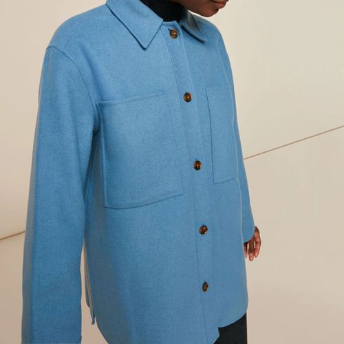 Pale Blue Classic Wool Overshirt - WHISTLES - Modalova