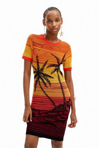 Short knit palm tree dress - - M - Desigual - Modalova
