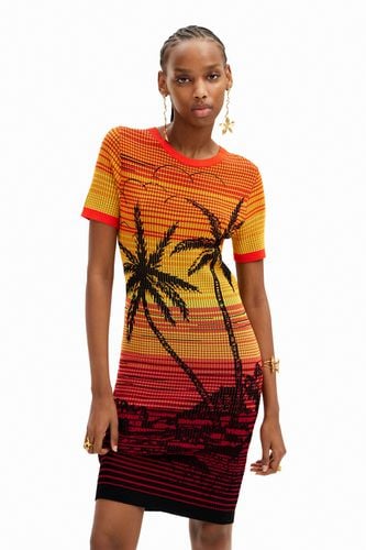 Short knit palm tree dress - - XS - Desigual - Modalova